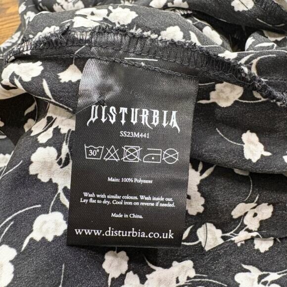 Disturbia UK 10 US 6 Shirt Dress Demeter Dark Floral Print V-Neck Midi Length - Picture 5 of 13